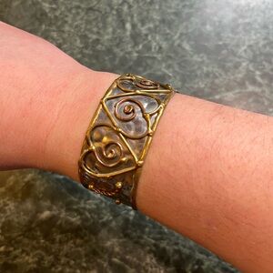 Handmade Gold and Silver Heart Swirl Bracelet